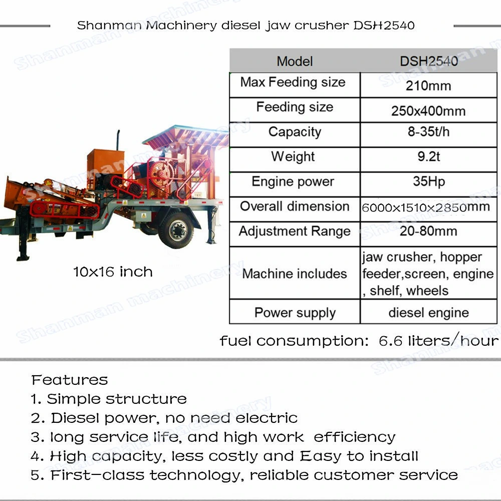 Small 10-30tph Stone Jaw Crusher Line Powered by Diesel Engine (suitable for start business)